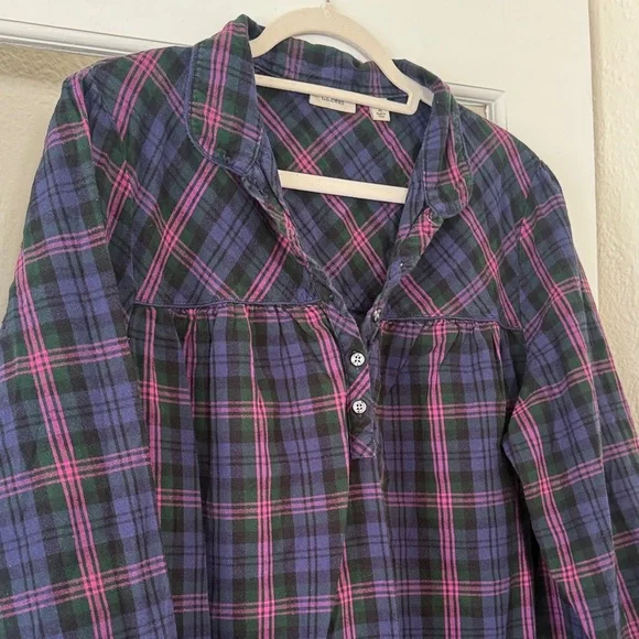 L.L.Bean Long Flannel Cotton Nightgown - Picture 2 of 8